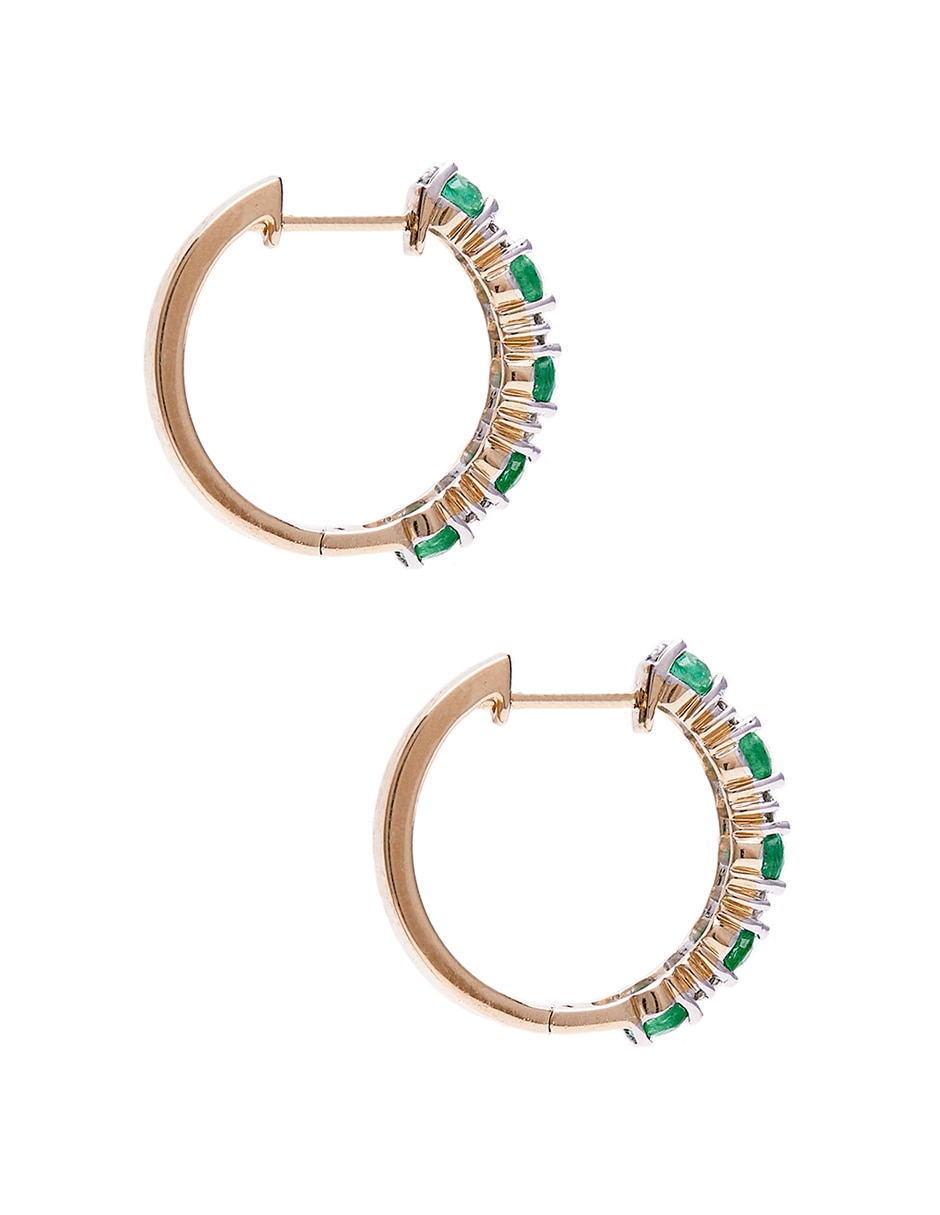 Arracadas de oro amarillo 14 K con acabado brillante diamante 2