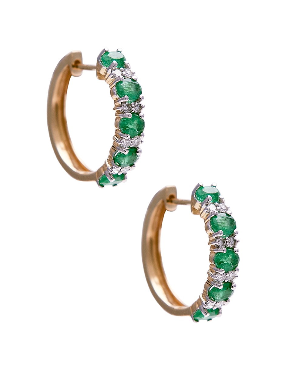 Arracadas de oro amarillo 14 K con acabado brillante diamante 3
