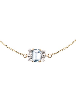 Pulsera de oro con turmalina 14 k Oriana con acabado pavé 1