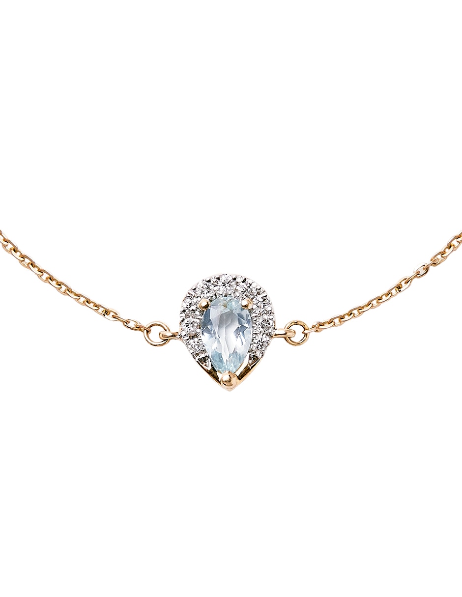 Pulsera de oro con aguamarina 14 k Dita Bracelet con acabado pavé