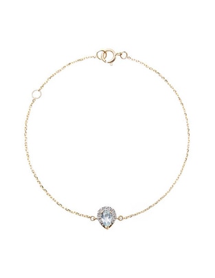Pulsera de oro con aguamarina 14 k Dita Bracelet con acabado pavé 1