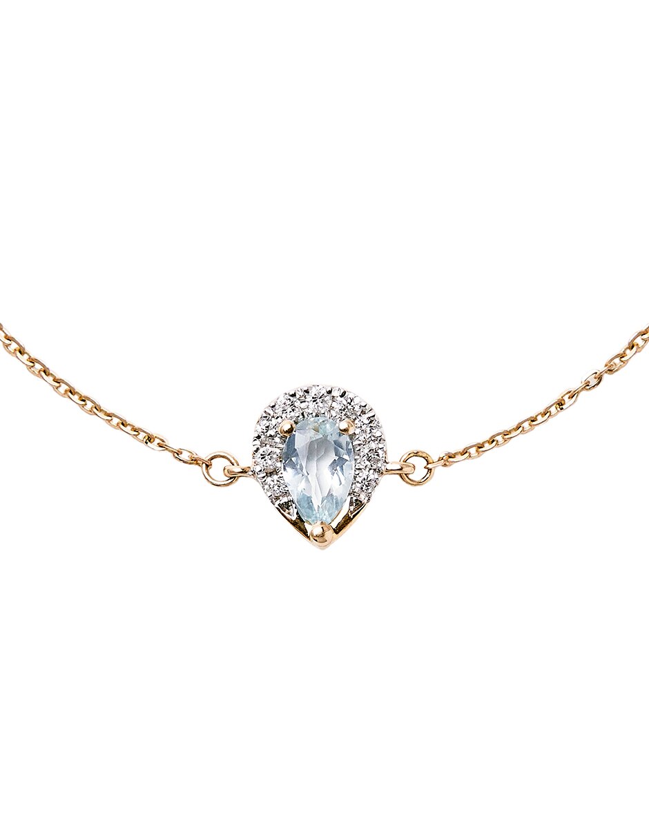 Pulsera de oro con aguamarina 14 K Dita Bracelet acabado pavé 2
