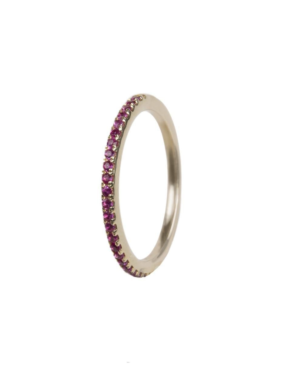 Anillo redondo 14 k de oro rubí brillante 3