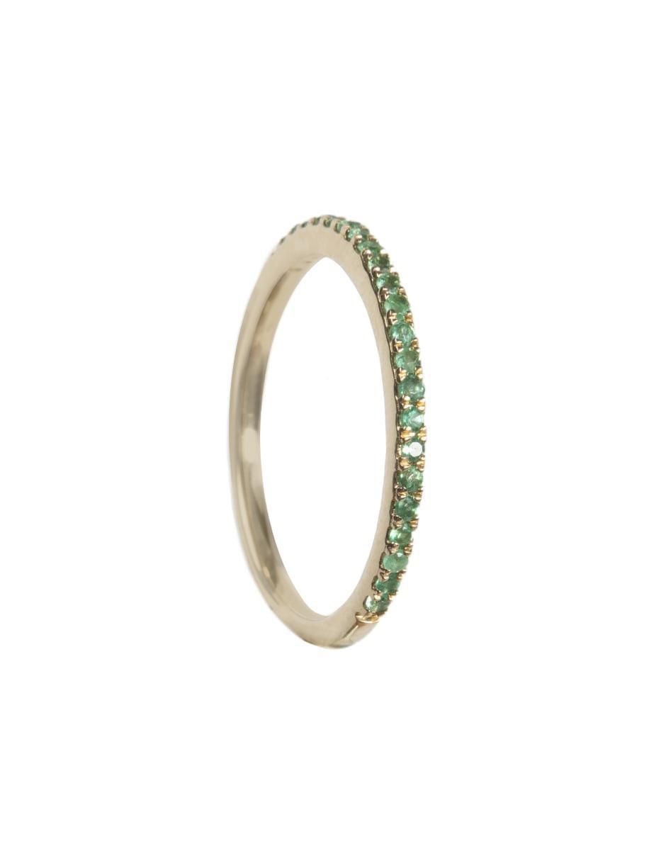Anillo redondo 14 k de oro esmeralda brillante 4