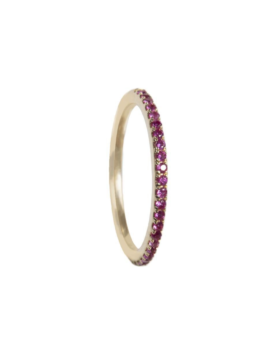 Anillo redondo 14 k de oro rubí brillante