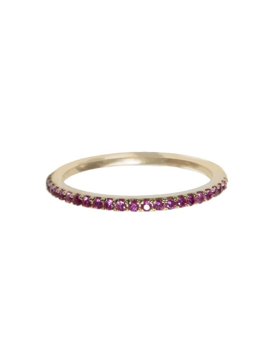 Anillo redondo 14 k de oro rubí brillante
