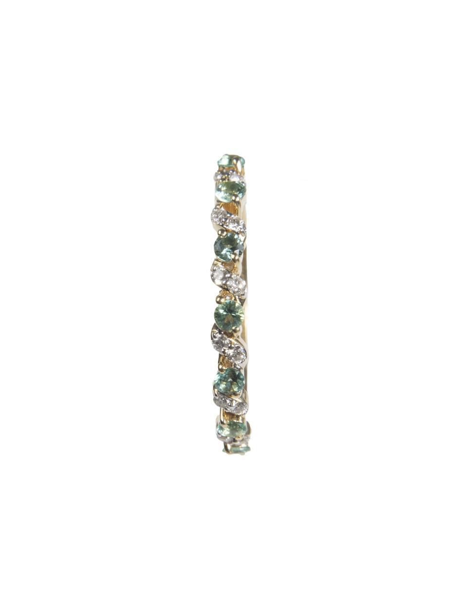 Anillo redondo 14 k de oro esmeralda y diamante brillante 5