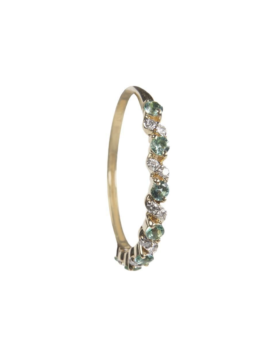 Anillo redondo 14 k de oro esmeralda y diamante brillante 4