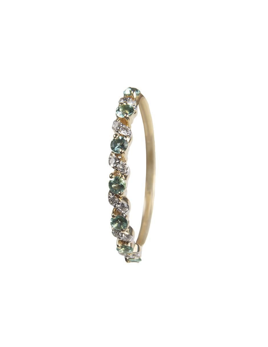 Anillo redondo 14 k de oro esmeralda y diamante brillante 3