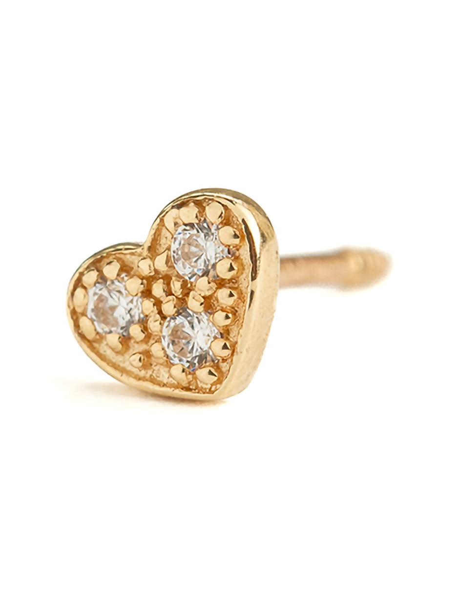 Piercing de corazón de oro con acabado pulido zirconia 3