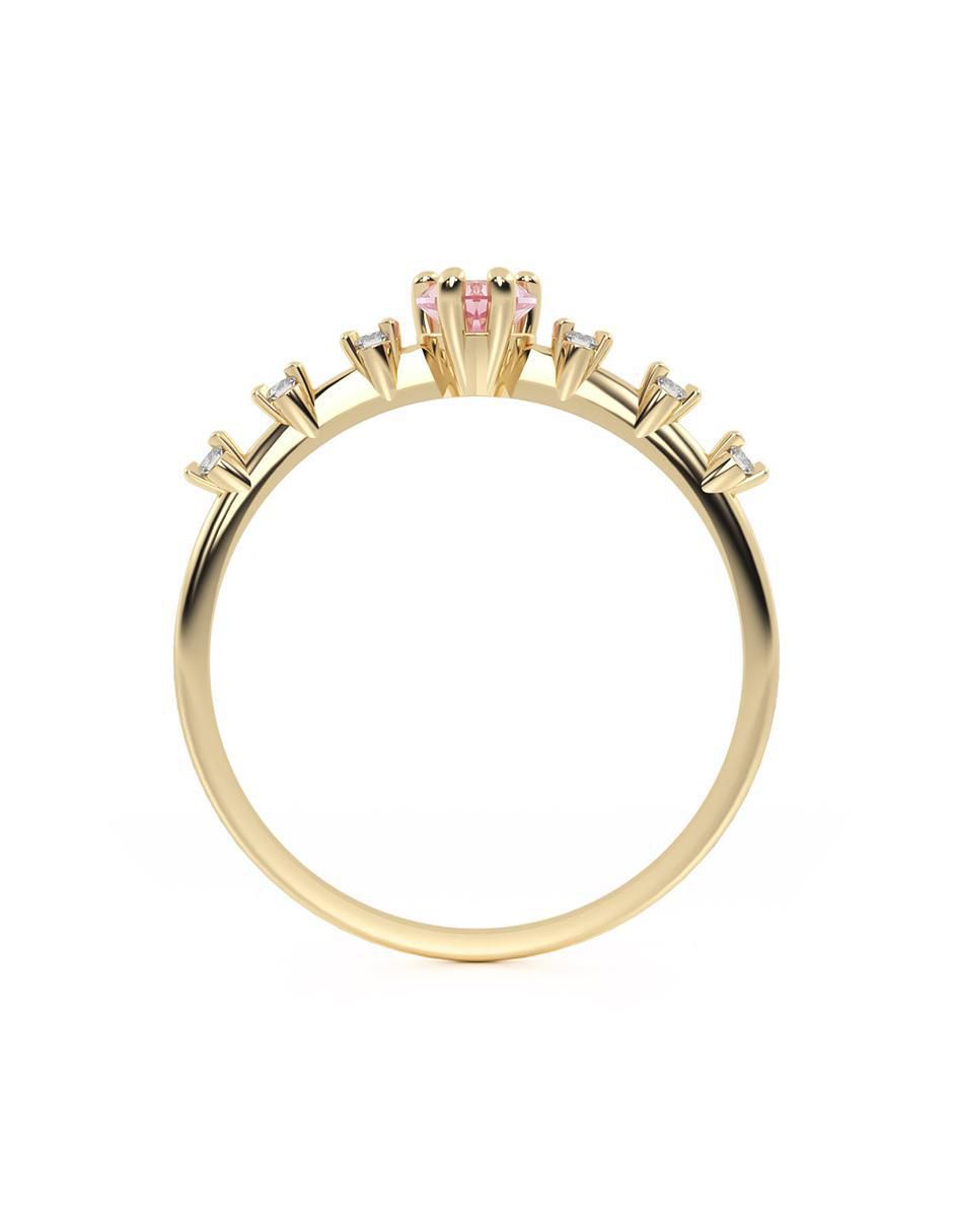 Anillo de corazón 14 k de oro zirconia brillante 4