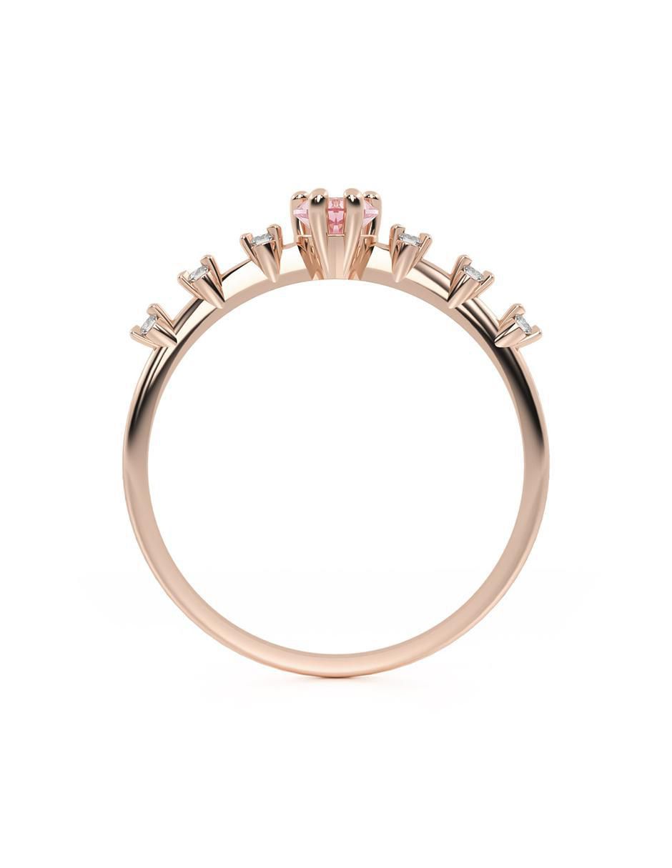 Anillo de corazón de oro zirconia brillante 3