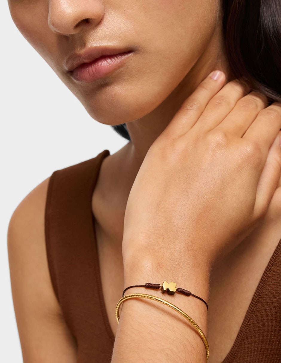 Pulsera de oro amarillo con ojo de tigre 18 k 1950 con acabado pulido