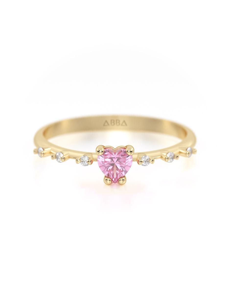Anillo de corazón 10 k de oro zirconia brillante Anillo de corazón 10 k de oro zirconia brillante