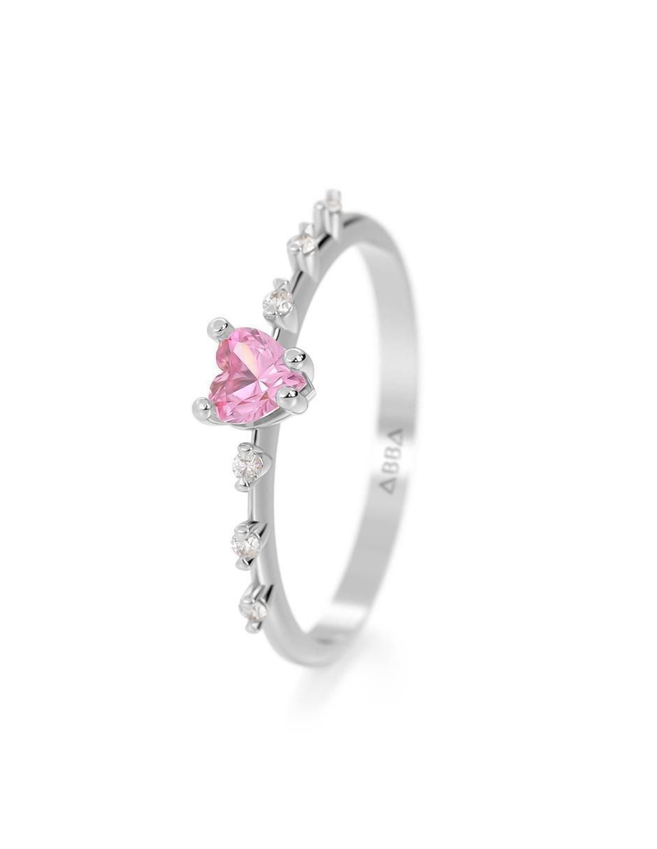 Anillo de corazón de oro zirconia brillante 3