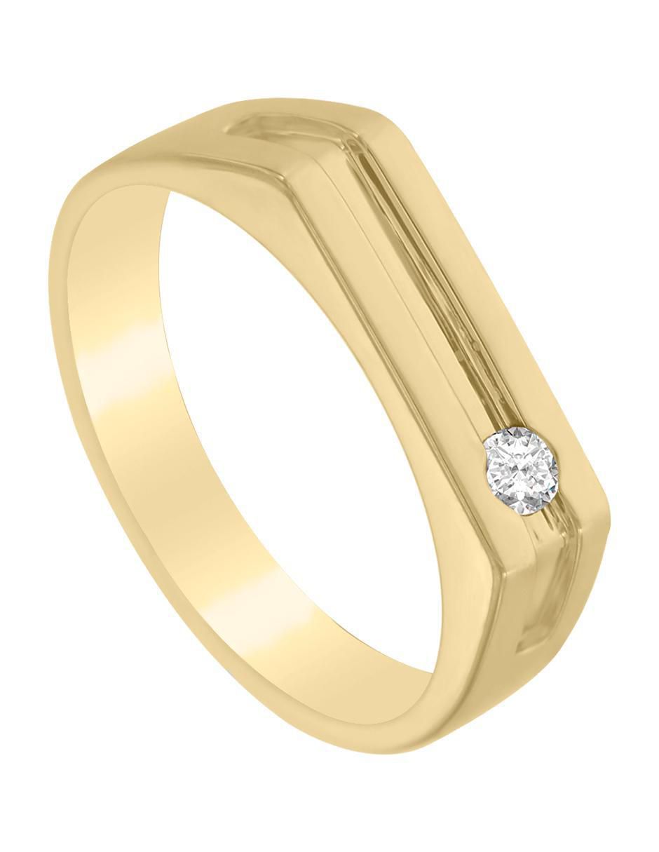 Anillo redondo Ithan 14 k de oro diamante brillante 4