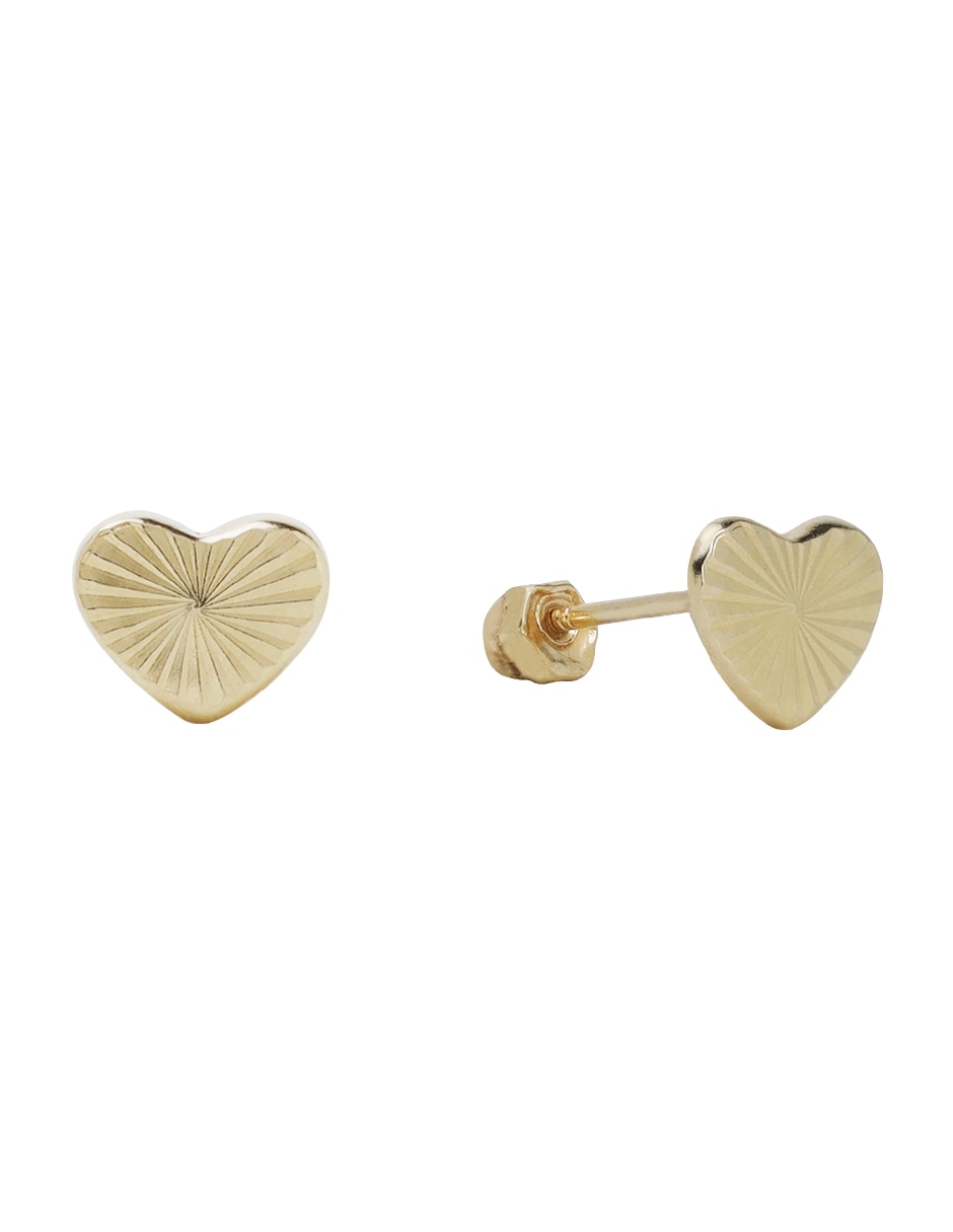Broqueles de corazón Ttvarios de oro con acabado diamantado