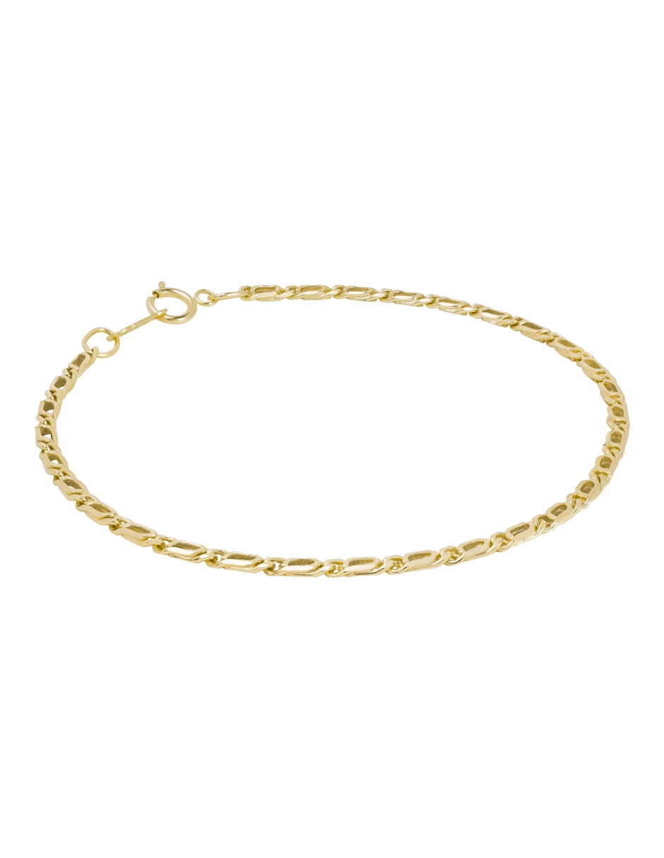 Pulsera D Cadena de oro 14 k con acabado brillante