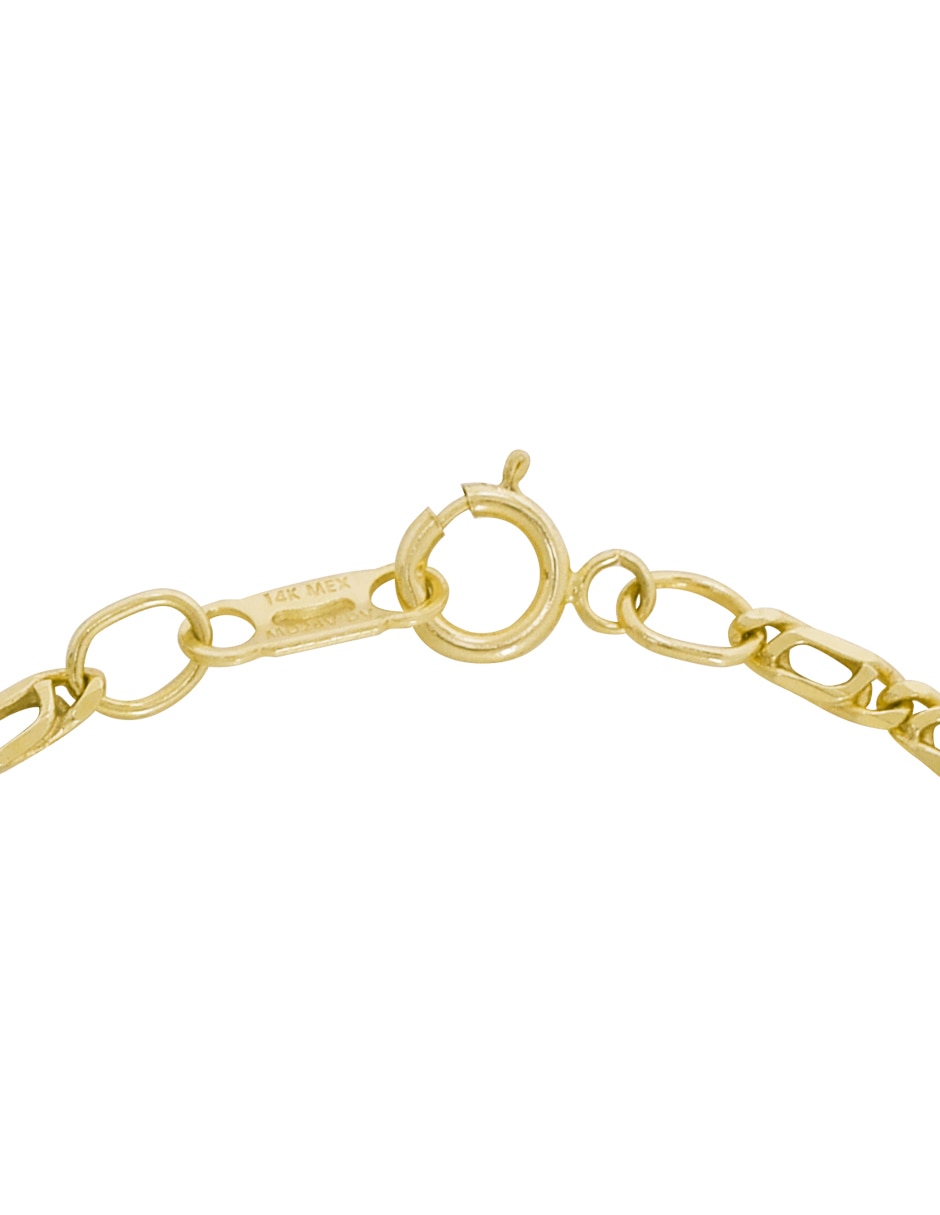 Pulsera D Cadena de oro 14 k con acabado brillante