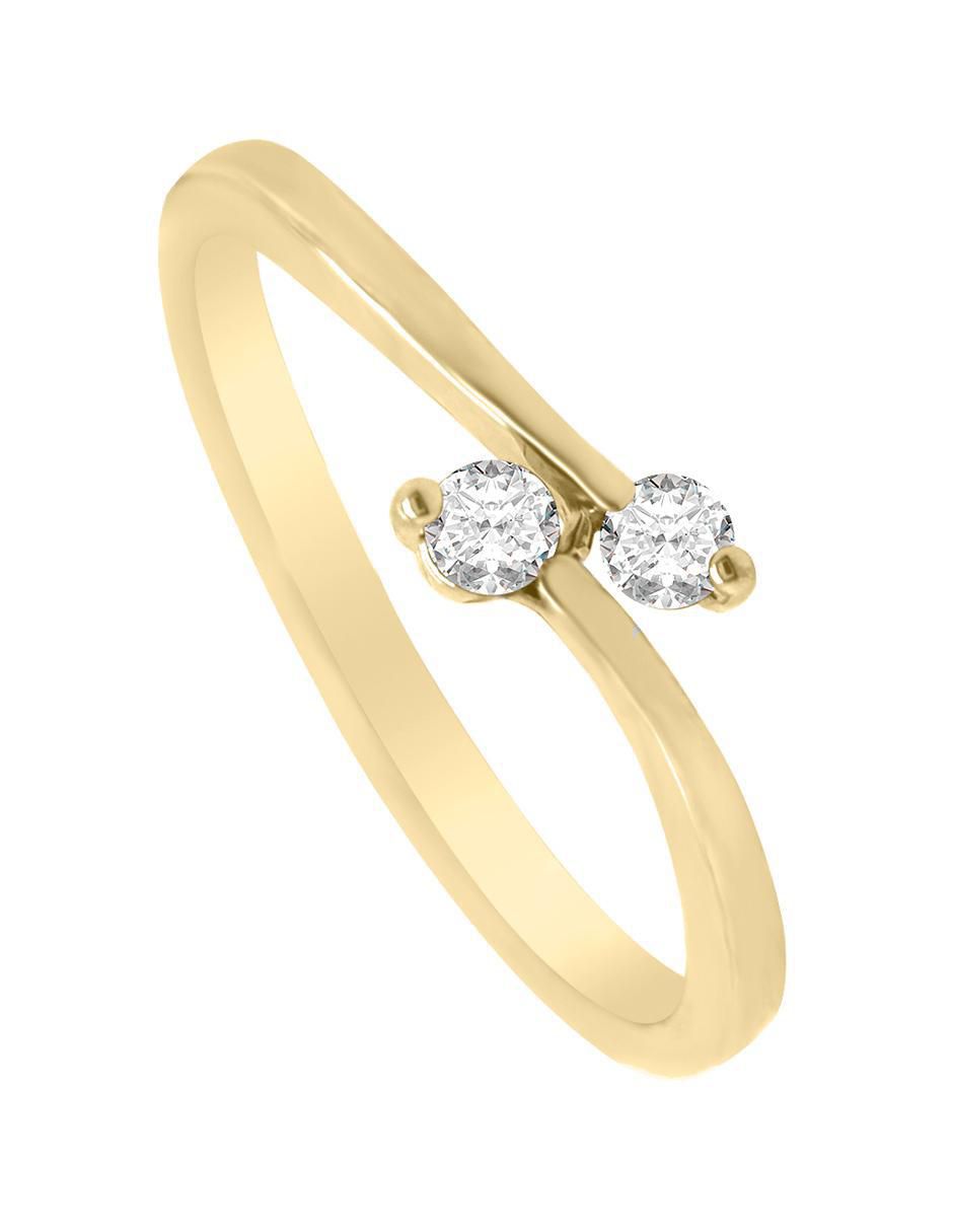 Anillo redondo Vivian de oro diamante brillante 2