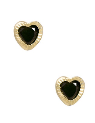 Broqueles de corazón D Cadena de oro con acabado diamantado zirconia