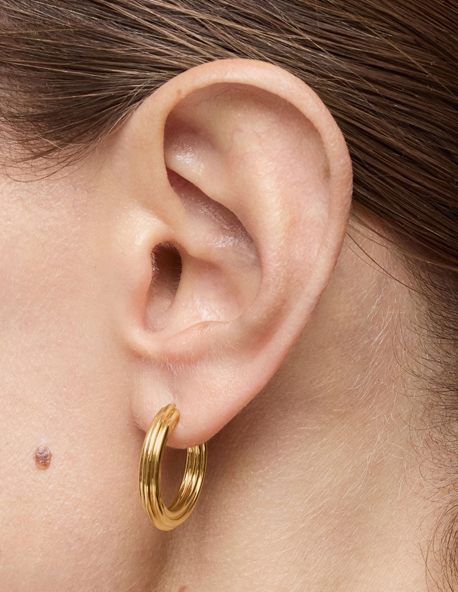 Aretes de aro Tous 1950 de plata P 925 con acabado baño de oro