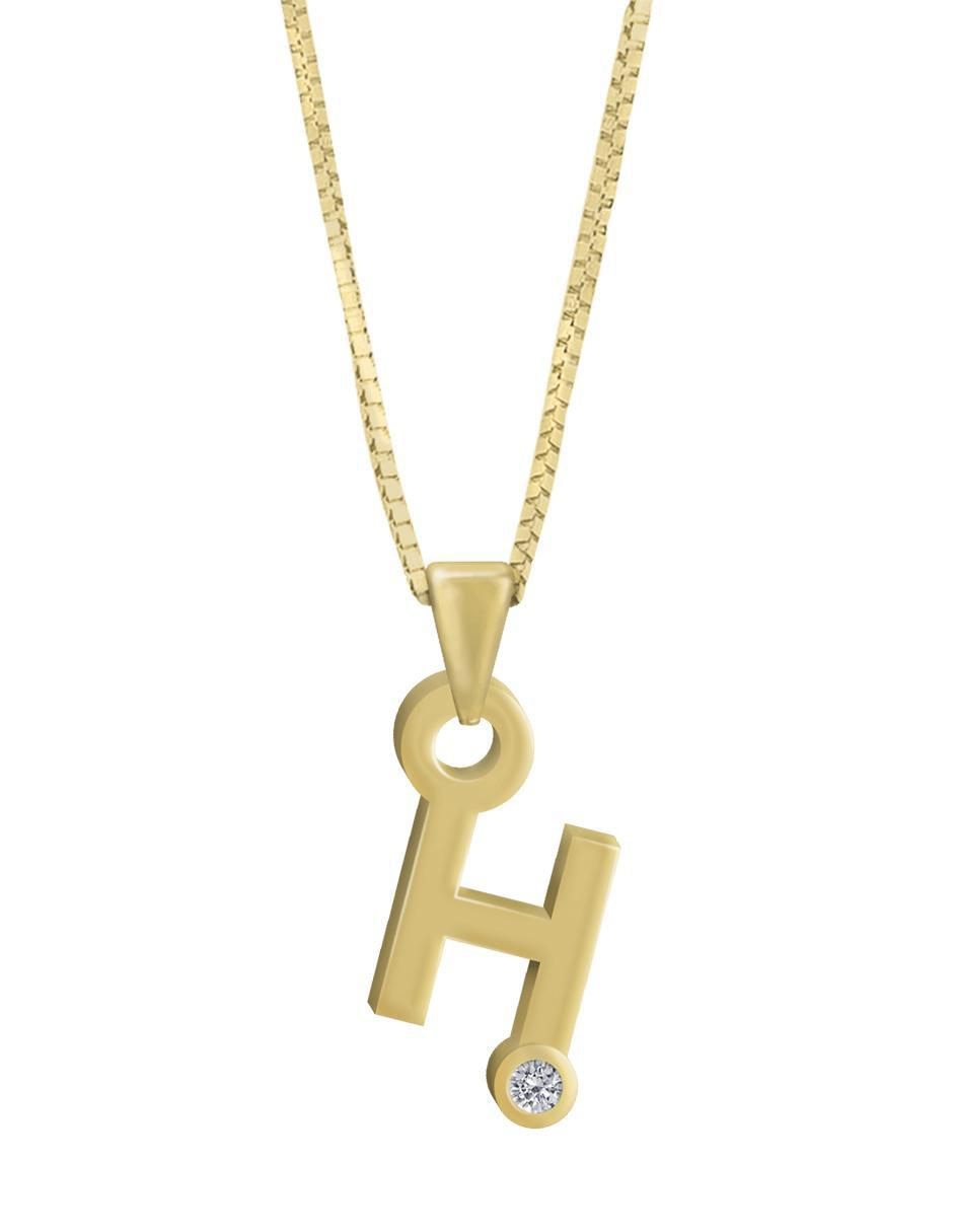 Colgante y dije de letras Gardenia de oro amarillo 14 K Colgante y dije de letras Gardenia de oro amarillo 14 K