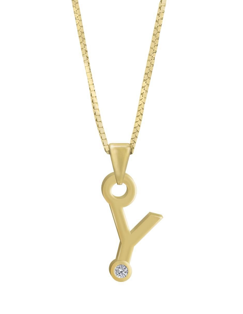 Colgante y dije de letras Gardenia de oro amarillo 14 K 1