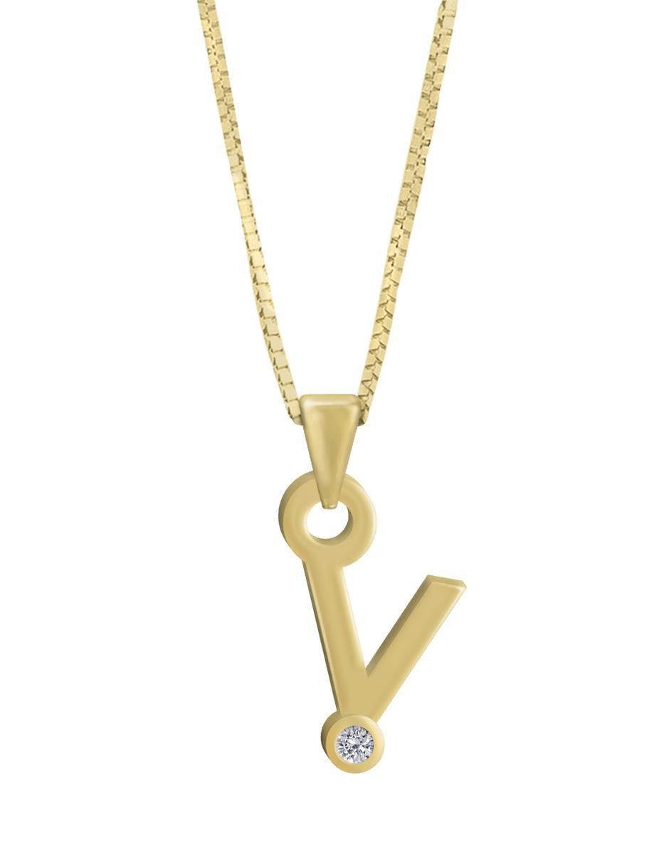Colgante y dije de letras Gardenia de oro amarillo 14 K