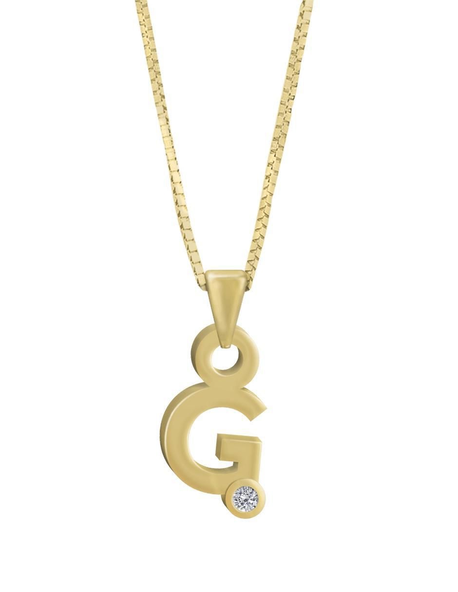 Colgante y dije de letras Gardenia de oro amarillo 14 K Colgante y dije de letras Gardenia de oro amarillo 14 K