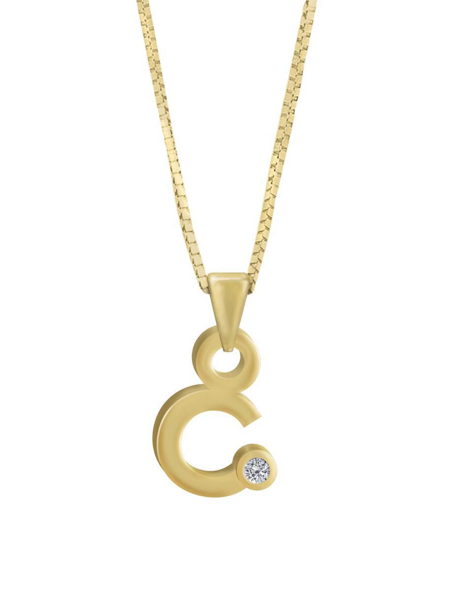 Colgante y dije de letras Gardenia de oro amarillo 14 K Colgante y dije de letras Gardenia de oro amarillo 14 K