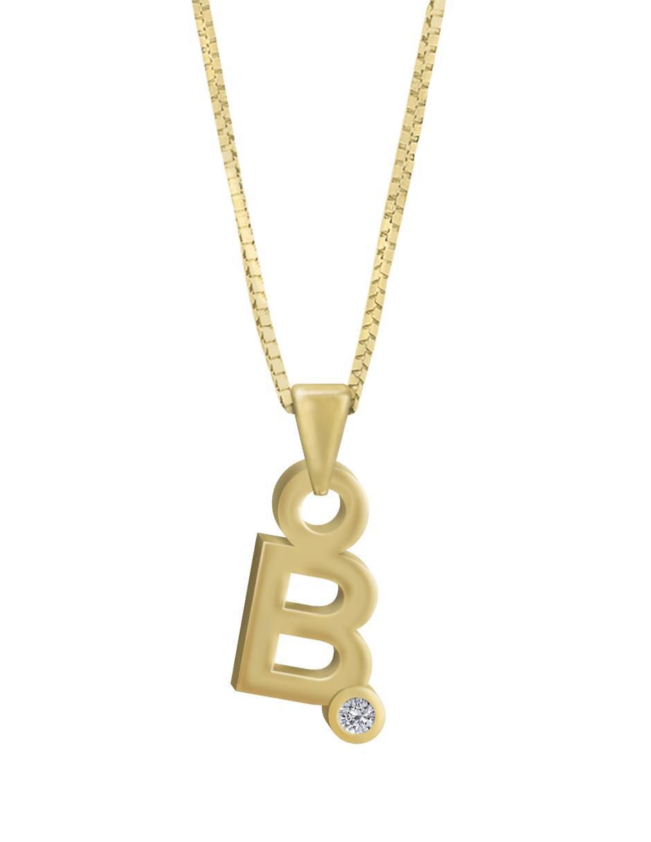 Colgante y dije de letras Gardenia de oro amarillo 14 K Colgante y dije de letras Gardenia de oro amarillo 14 K