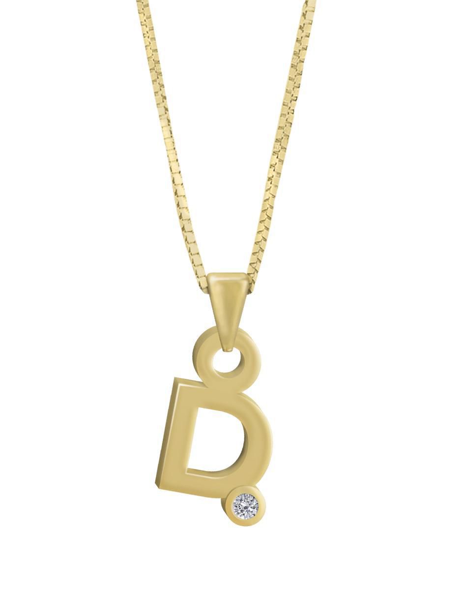 Colgante y dije de letras Gardenia de oro amarillo 14 K Colgante y dije de letras Gardenia de oro amarillo 14 K