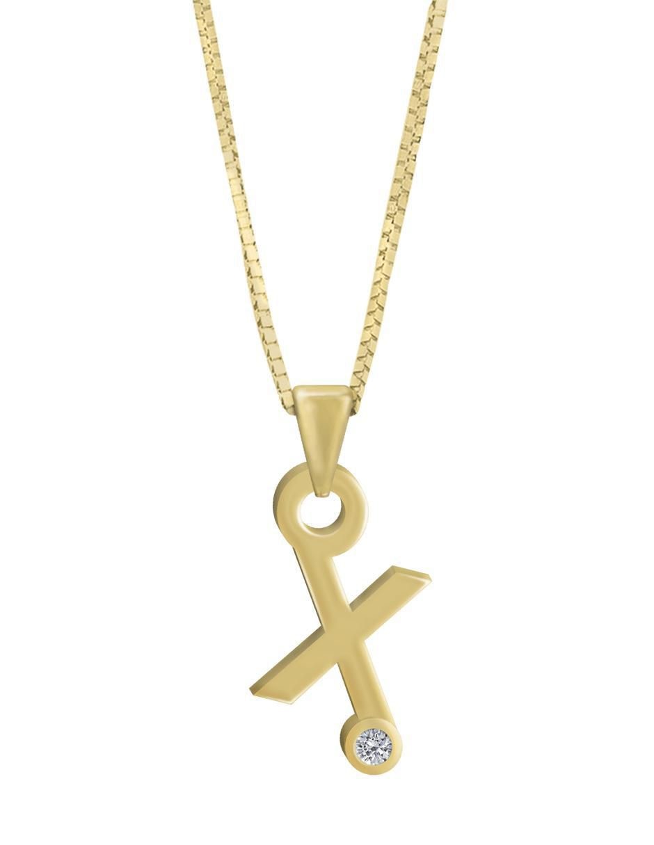 Colgante y dije de letras Gardenia de oro amarillo 14 K Colgante y dije de letras Gardenia de oro amarillo 14 K