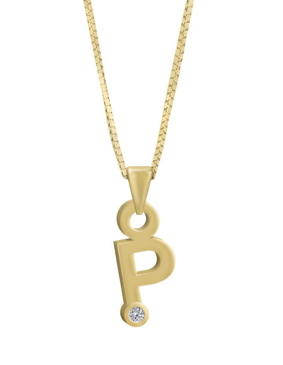 Colgante y dije de letras Gardenia de oro amarillo 14 K