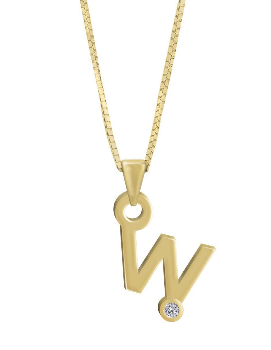 Colgante y dije de letras Gardenia de oro amarillo 14 K