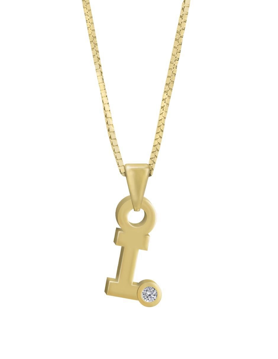 Colgante y dije de letras Gardenia de oro amarillo 14 K