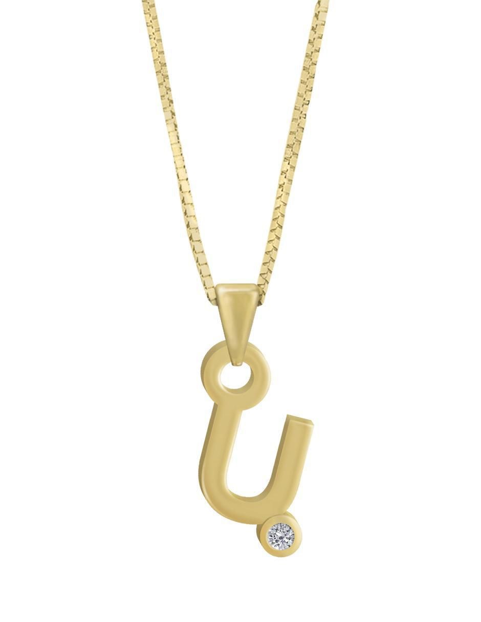 Colgante y dije de letras Gardenia de oro amarillo 14 K Colgante y dije de letras Gardenia de oro amarillo 14 K
