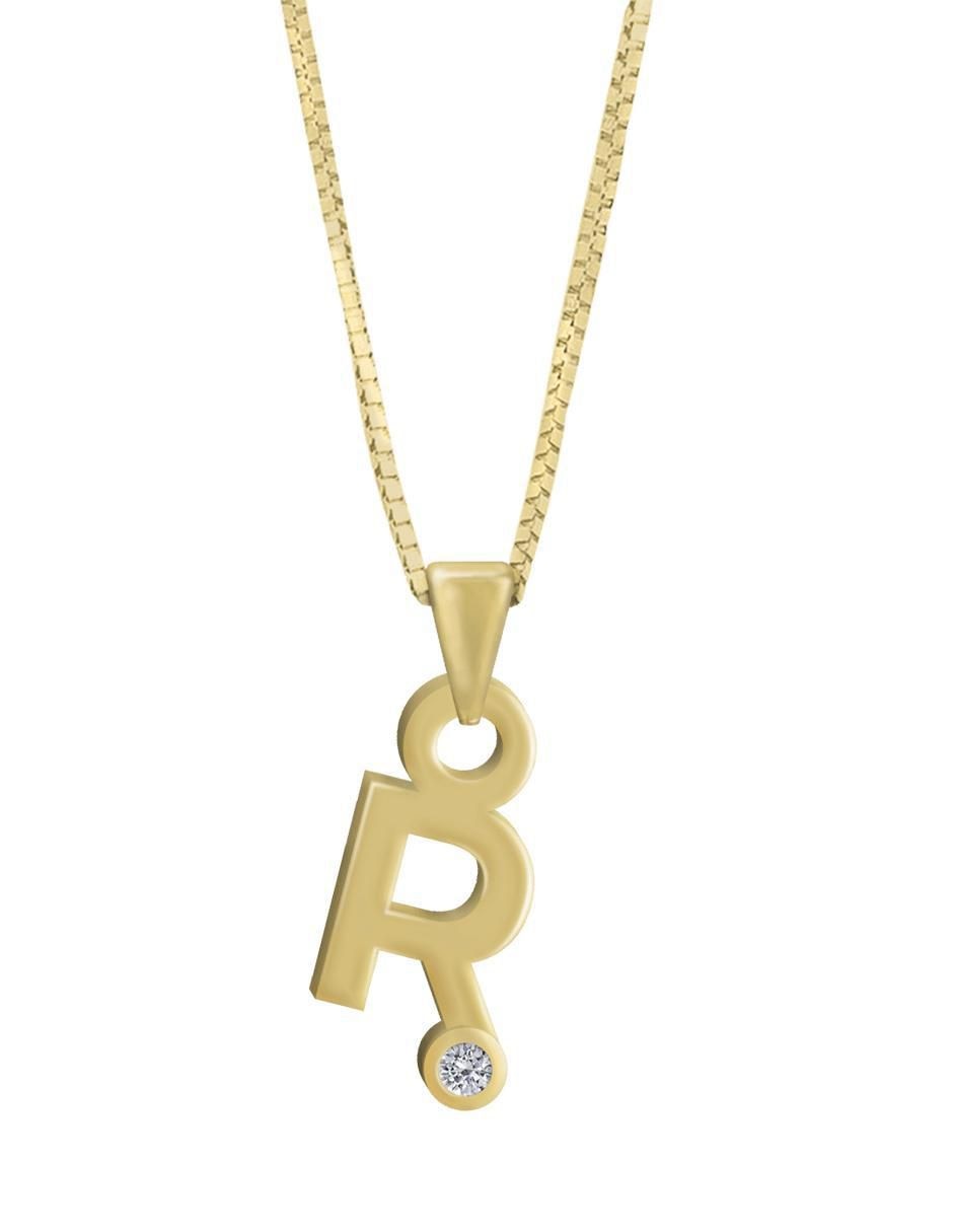 Colgante y dije de letras Gardenia de oro amarillo 14 K Colgante y dije de letras Gardenia de oro amarillo 14 K
