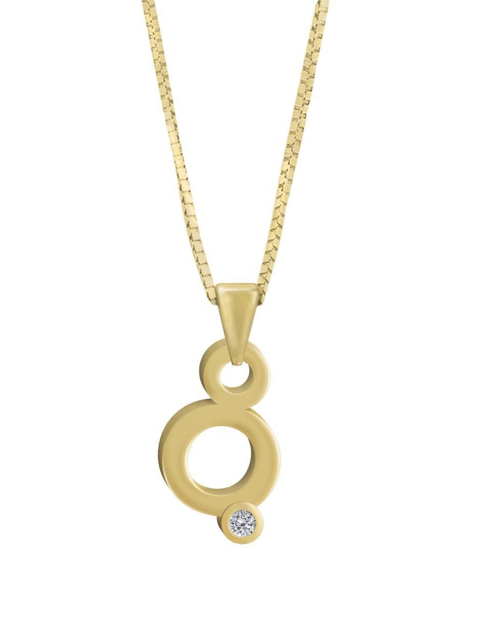 Colgante y dije de letras Gardenia de oro amarillo 14 K Colgante y dije de letras Gardenia de oro amarillo 14 K