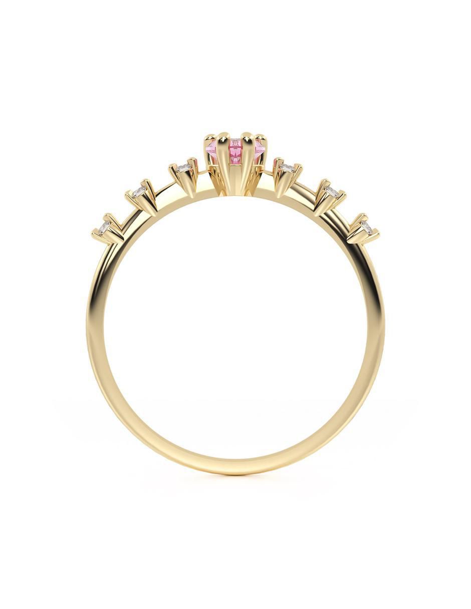 Anillo de corazón 14 k de oro zirconia brillante 4