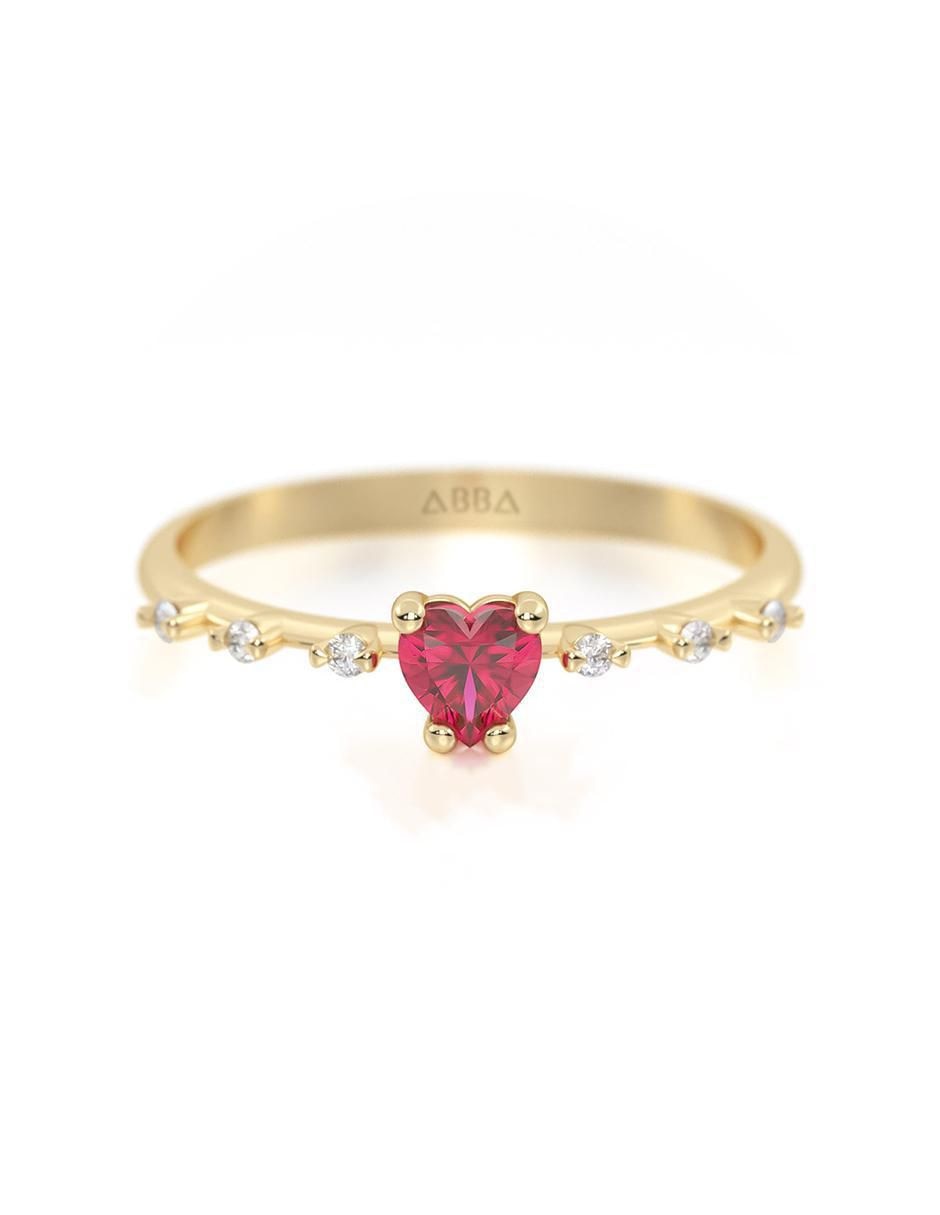 Anillo de corazón 10 k de oro zirconia brillante Anillo de corazón 10 k de oro zirconia brillante