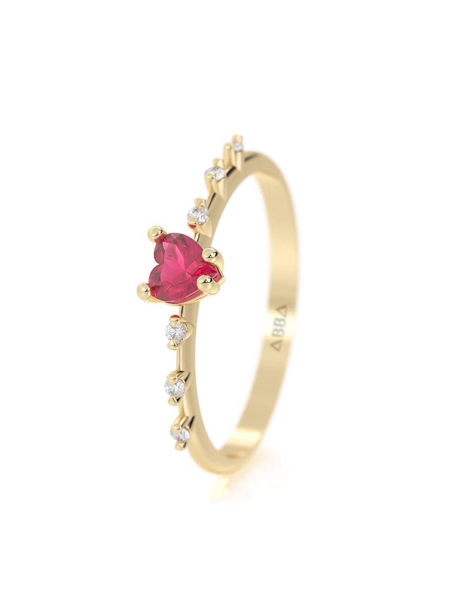 Anillo de corazón 10 k de oro zirconia brillante 5