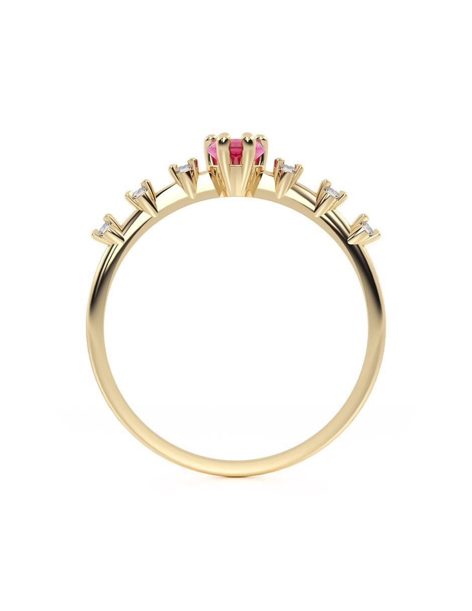 Anillo de corazón 10 k de oro zirconia brillante 4