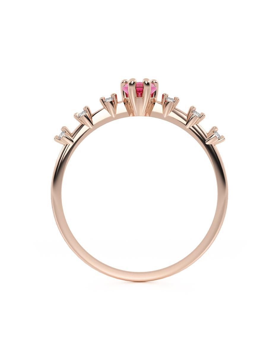 Anillo con gema de corazón de oro zirconia brillante 3