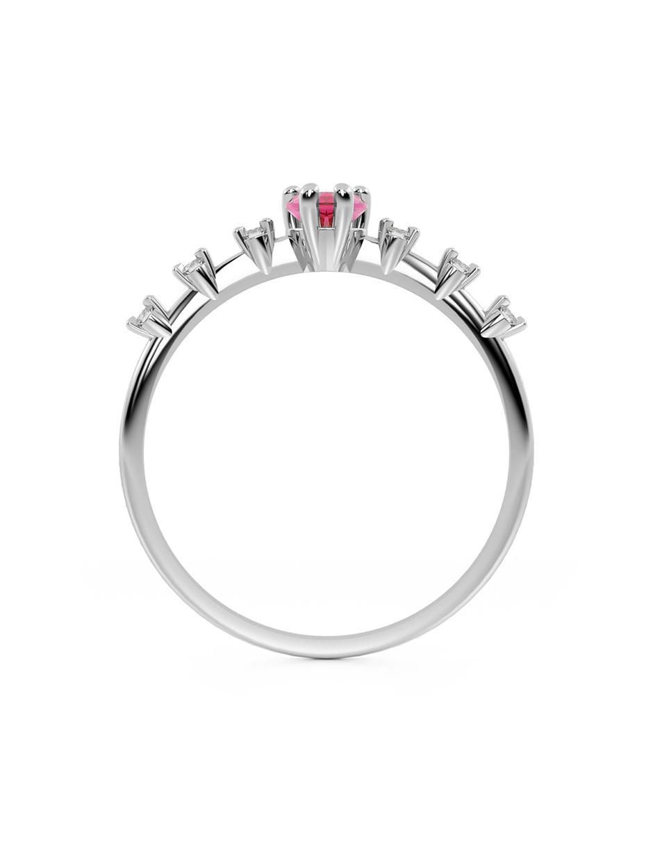 Anillo con gema de corazón de oro zirconia acabado brillante 3