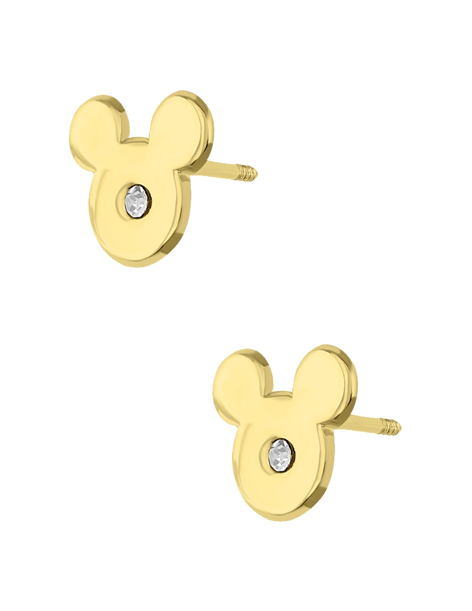 Broqueles Diseny de oro amarillo 14 K con acabado brillante zirconia 2