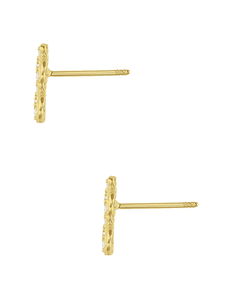 Broqueles Disney de oro amarillo 14 K con acabado pavé zirconia 4