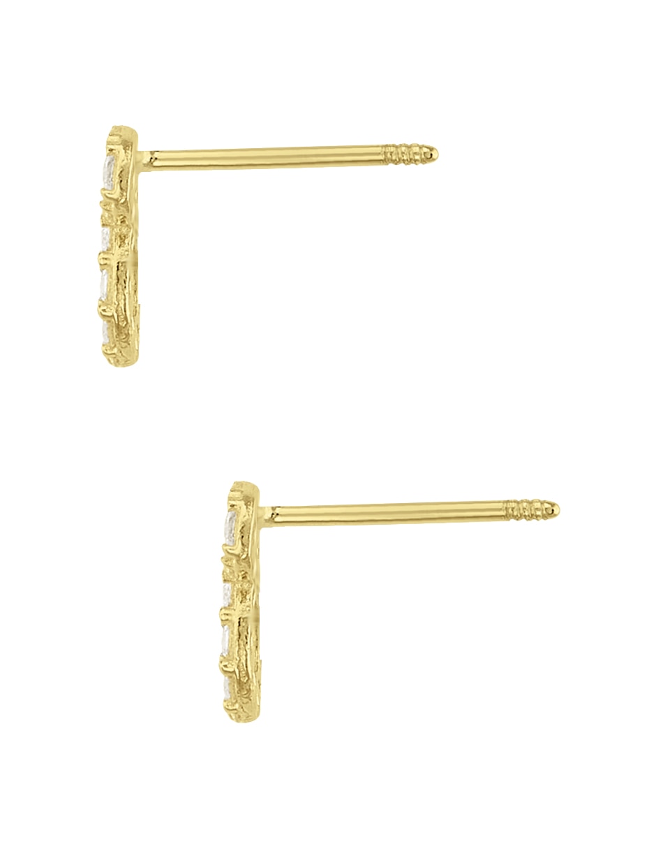 Broqueles de moño Disney de oro amarillo 14 K con acabado pavé zirconia 4