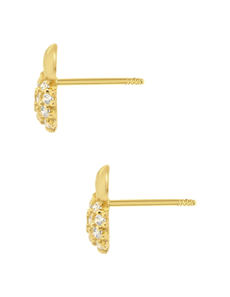 Broqueles Disney de oro amarillo 14 K con acabado pavé zirconia 4